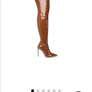 Steve Madden cognac patent leather thigh high boots. NWOT